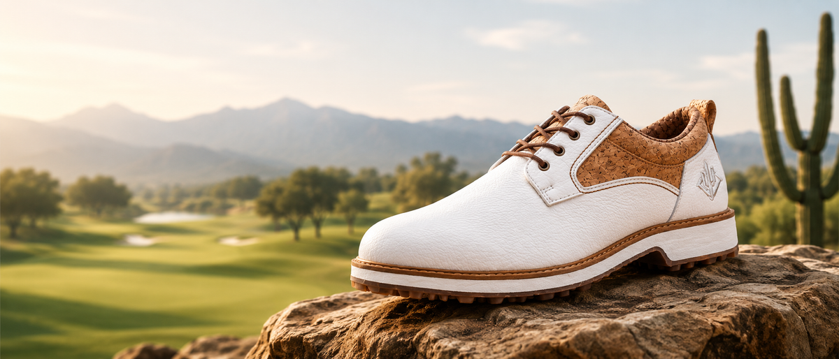 White Cactus Leather Spikeless Golf Shoes with Cork Insoles