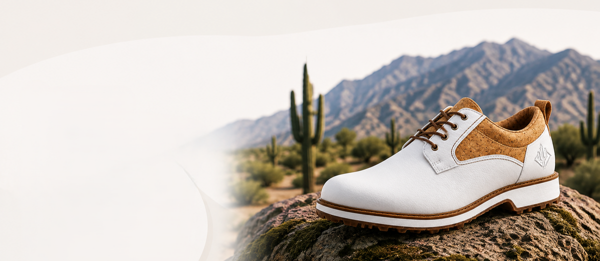 White Cactus Leather Spikeless Golf Shoes with Cork Insoles